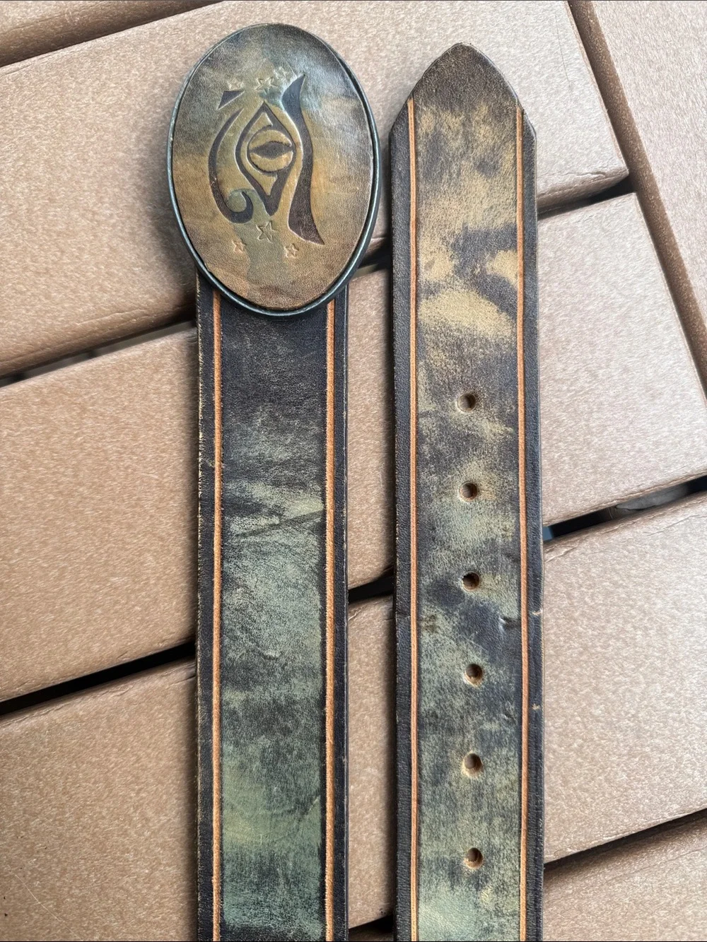 Salvatori Eye of Horus Leather Hand Tooled & Painted Belt